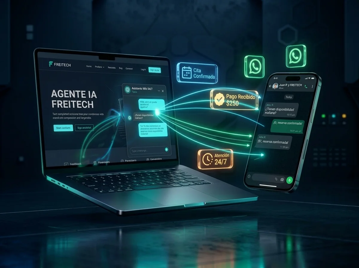 Ecosistema Agente IA Freitech Web y WhatsApp en Español